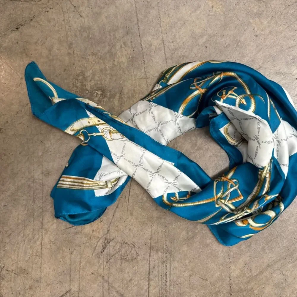 Blue Satin Scarf